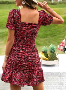 Brand New (Urbanic)Red Floral Gathered Sheath Dres