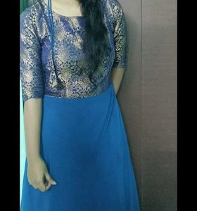 Elegant Blue & Gold Dress