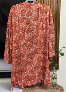 Orange Floral Print Shrug