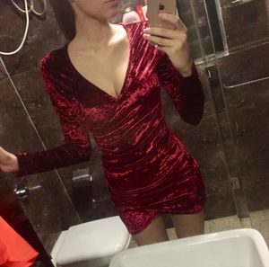 Maroon Velvet Party Dress
