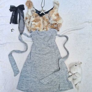 y2k Gray Knit Mini Dress