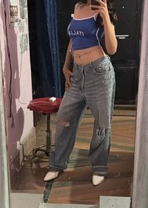 Blue Printed Tank Top