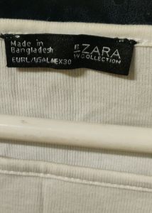 Zara Basic White 3/4 Sleeve Top