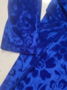 Royal Blue Velvet Dress Trendy Women Attractive.