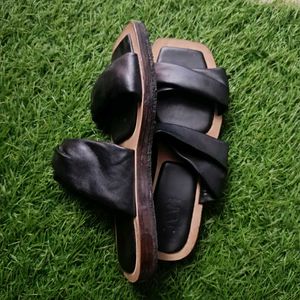 JVAM Black Leather Slides - Size [Your Siz