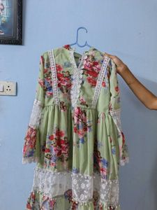 Floral Lace Trimmed Dress