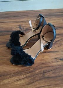 Fuzzy Black Heels