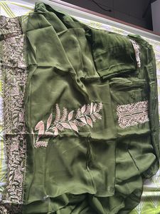 Olive Green Embroidered Salwar Kameez
