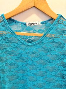 Turquoise Lace Long Sleeve Top