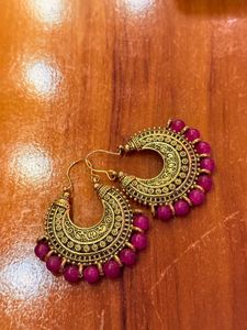 Boho Chic Pink Beaded Earrings