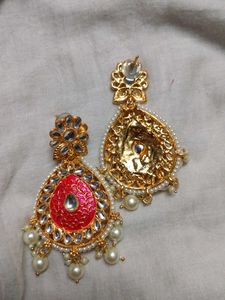 Elegant Pink Kundan Earrings