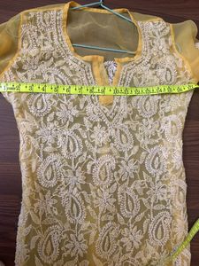 Trendy Lemon Chikankari Kurti