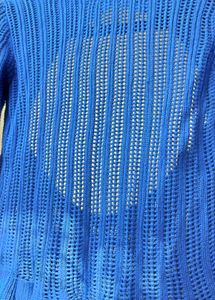 Blue knit, chic crochet top/shrug.