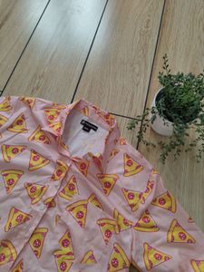 Pizza Print Short Sleeve Shirt