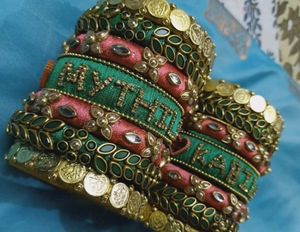 Name Customized Bangles With Lakshmi Coins