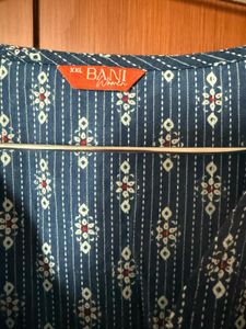 Indigo Print Embroidered Dress