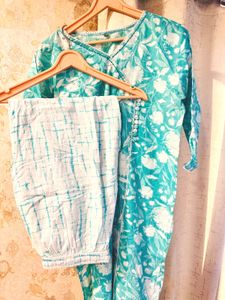 Floral Print Kurta Pant Set, Bust- 36/38