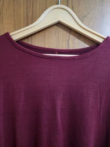 Burgundy Dress With Floral Sleeves