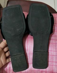 Shoetopia Black Satin Bow Slides