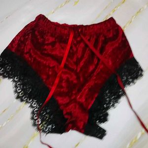 (961)Velvet & Lace Lingerie Shorts