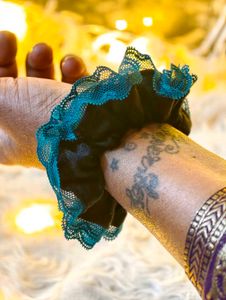 Teal Lace Scrunchie