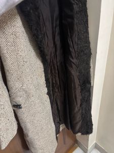 Single-Breasted Faux Fur Notched Lapel Overcoat