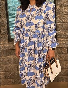 Blue Cotton  Floral Dress