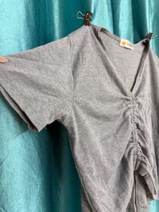 Gray Drawstring Top