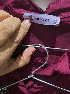 Burgundy Embellished Blouse