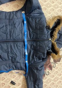 Blue Padded Hooded Jacket