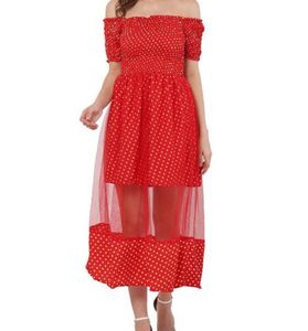 Red Midi Frock Polka Dots