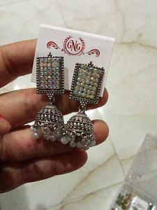 silver oxidised earrings