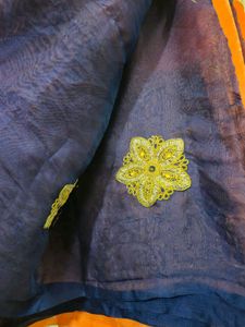 Elegant Blue Orange Saree