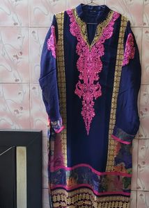 VERY ELEGANT PURE GEORGETTE  KURTA WITH DUPATTA
