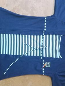 Striped Detail Navy Blue Top