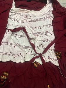 Unique Burgundy &amp; White Dress