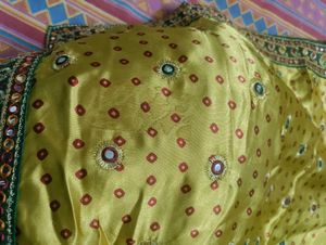 Mustard Yellow Silk Saree With Bandhani Prints