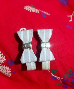 Striped Bow Hair Clips (Set of 2)