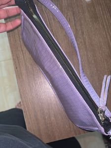 Lilac Croc Embossed Shoulder Bag