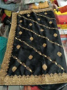 Elegant Black & Gold Embroidered Saree