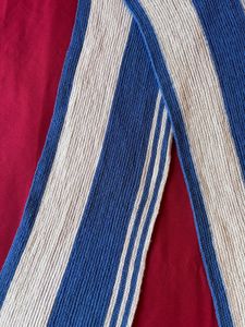 Striped Blue &amp; White Knitted Winter Scarf