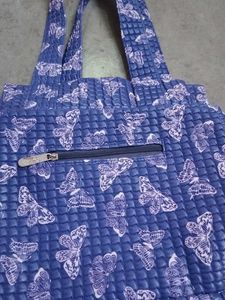 Blue Butterfly Embossed Tote Bag