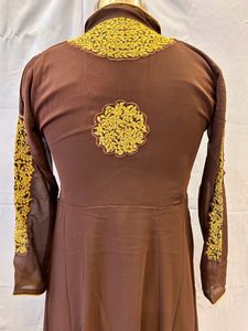 Brown Embroidered Anarkali Dress