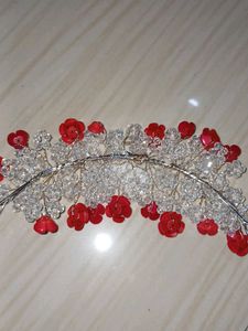 Red Rose Crystal Hair Vine