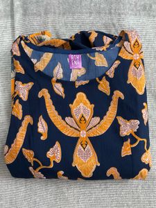 ATHENA - Mustard Yellow &amp; Blue Floral Dress