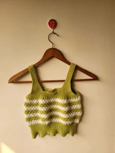 Green Crochet Cropped Top (XS)