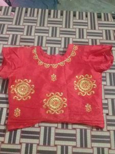 Red & Gold Embroidered Top And Plazo