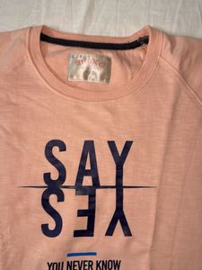 Peach Graphic Print Sweatshirt