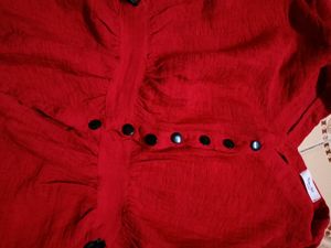 Red Top♥️Long Black Princess Ribbon