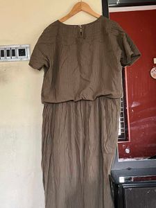 Olive Green Striped Dress